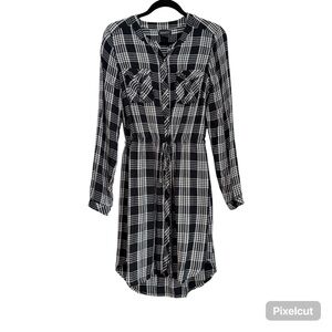Lucky Brand Black and White Plaid Shirt Dress size medium